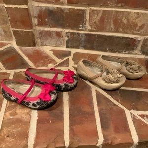 Sequin Animal Print and Gold Flats Lot